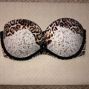 Victoria’s Secret strapless animal print/lace bra